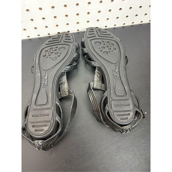 Cole Haan Black Ankle Strap Patent Leather Lightweight Flat Sandals Womens 10 - Picture 7 of 9